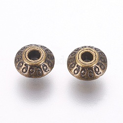 Perles en alliage de style tibétain, sans plomb et sans cadmium, Toupie, couleur de bronze antique, longueur d'environ 7 mm ,  largeur de 7 mm, épaisseur de 4.5mm, Trou: 1mm