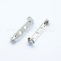 Accessori di spilla di ferro, indietro pin bar, con tre fori, platino, 25x5x6mm, Foro: 2 mm