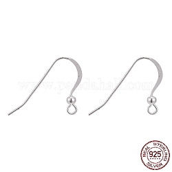 925 Sterling Silver Earring Hooks, Silver, 17x22x2.5mm, Hole: 2mm, 22 Gauge, Pin: 0.6mm