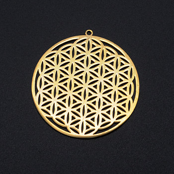 201 Edelstahl filigranen Charme, spirituelle Reize, Blume des Lebens, golden, 42x40x1 mm, Bohrung: 1.6 mm