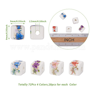 Wholesale PandaHall 72pcs Flower Beads 9 Colors Plastic Beads