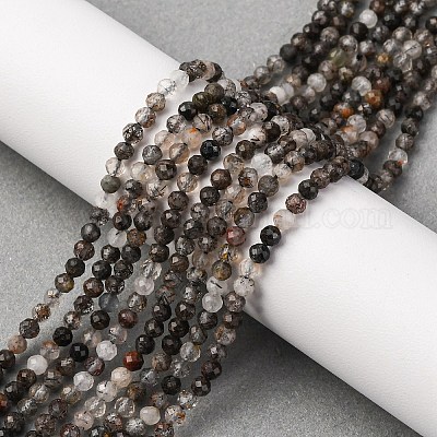 Нити бусин из натурального черного рутилированного кварца&nbsp;LS-G-RM250104-C3-1