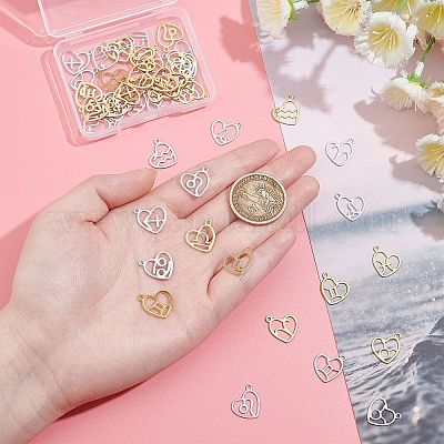 Wholesale DICOSMETIC 24Pcs 4 Styles Love Heart Charms Alloy Enamel