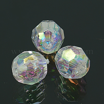 Wholesale AB Color Plated Clear Transparent Acrylic Round Beads 