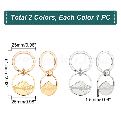Unicraftale 2 anello tondo 2 colori con portachiavi ciondolo montagna 304  in acciaio inossidabile all'ingrosso 