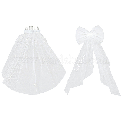 2 шт. 2 стиля бант из полиэстера с пластиковыми жемчужинами заколки для волос&nbsp;PHAR-CY0001-05-1