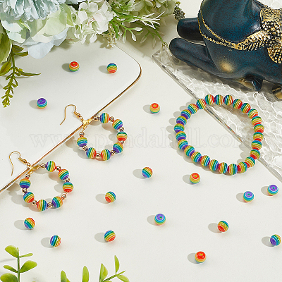 500 шт. Прозрачные бусины из смолы в полоску&nbsp;RESI-PA0001-10-1