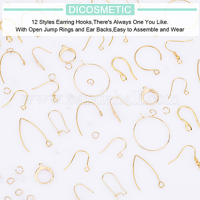 Wholesale DICOSMETIC 72Pcs 12 Style Earring Hooks Stainless Steel Assorted  Ear Wire Hooks Golden Leverback Earring Findings with 80pcs 5mm Jump Ring  and 200pcs Earring Nuts for Jewelry Making 