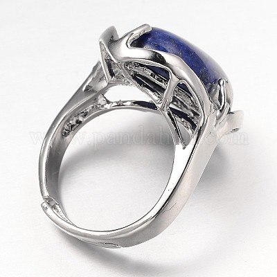 Регулируемая овальная драгоценный камень широко диапазона кольца RJEW-L062-01H-1