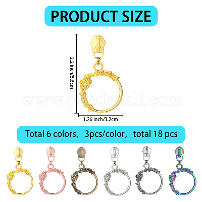 18 шт. двухцветные литые бегунки-молнии с подвеской в виде венка&nbsp;FIND-GF0008-40-1