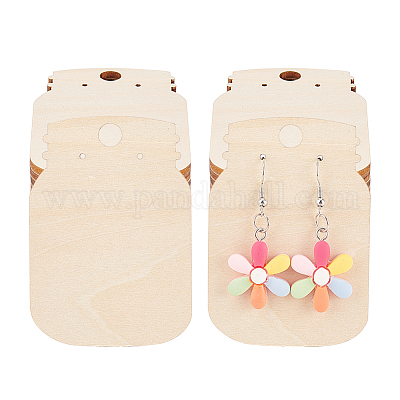 Shop Wood Earring Display Card with Hanging Hole for Jewelry