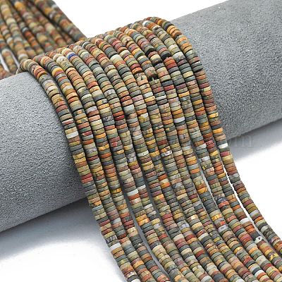 Нити бусин из натуральной красной яшмы пикассо/полихромной яшмы&nbsp;G-P575-B10-4x1mm-1