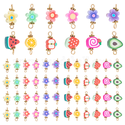 UUYYEO 100 Pcs Fruit Polymer Clay Beads Clay Bead Charms Avocado Beads  Spacer Beads Jewelry Making Accessories for Necklace Bracelet