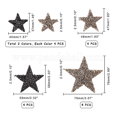 20 Pcs 5 Colors Rhinestone Star Stickers 2 Sizes Crystal Glitter Rhinestone  Stickers Iron on Stickers Sew On Patches Bling Star Patches Costume