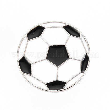 合金エナメルブローチ エナメルピン 真鍮製バタフライクラッチ付き サッカー サッカーボール カドミウムフリー ニッケルフリー 鉛フリー プラチナ ホワイト 1インチ 25 5mm ピン 1mmの通販 Jp Pandahall Com