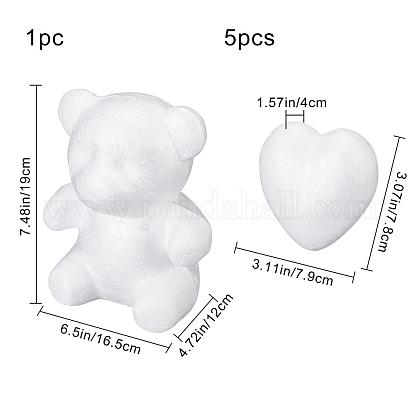 ジュエリーメイキング用発泡スチロールをモデリングするgorgecraft Diyデコレーションクラフト クマとハート ホワイト 7個 セットを購入 Pandahall Selected