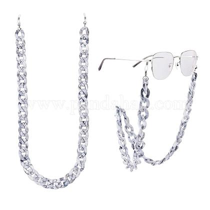 Gorgecraft眼鏡チェーン  フェイスマスクチェーン  眼鏡用ネックストラップ  アクリルカーブチェーン付き  304ステンレス鋼カニカンとラバーループエンド  ホワイトスモーク  30.7インチ（78cm） AJEW-GF0001-81D-1