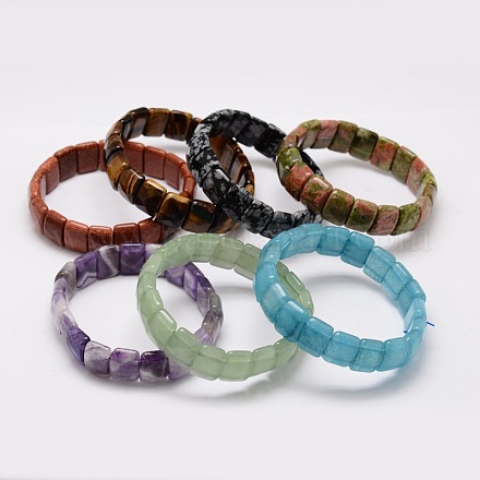 Facettes bracelets de perles de pierres naturelles et synthétiques mélangées BJEW-E289-C-1