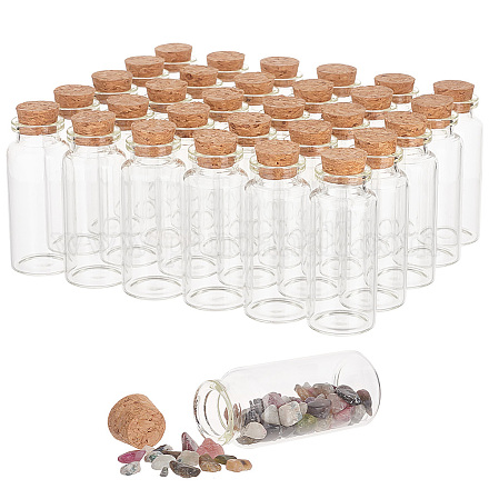 30 個のガラス瓶  コルクプラグ付き  ウィッシングボトル  コラム  透明  3x7.55cm  内径：1.65のCM CON-WH0086-078-1