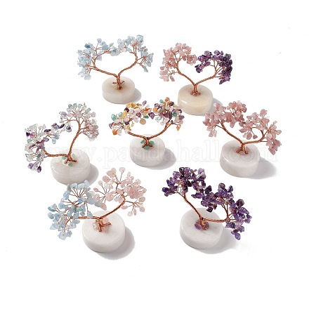 Chips de piedras preciosas naturales y decoraciones de exhibición de pedestal de jade blanco natural DJEW-G027-14RG-1