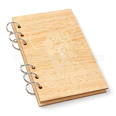 Blocco note in legno per libri degli ospiti AJEW-H114-04-1