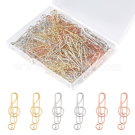 CRASPIRE 66Pcs Music Paper Clips 3 Color Cute Music Note Binder Paperclips Clamps with Clear Box Bookmarks Metal Planner Clips for Office Supplies School Home File Note Page Sorting and Organizing AJEW-CP0005-63-1