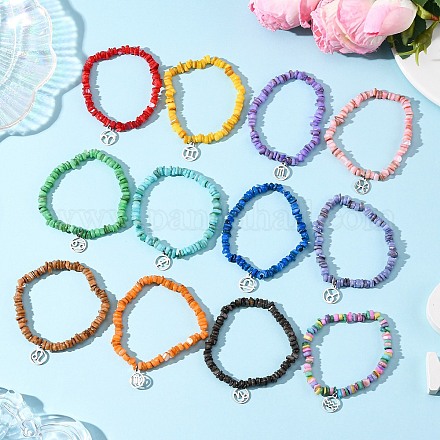 12 шт. 12 стильных браслета с подвесками в виде созвездия из нержавеющей стали 304 BJEW-JB12479-1