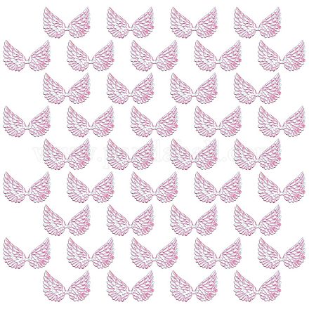 GORGECRAFT 40PCS 2.5 Inch Laser Angel Wings Fabric Embossed Wings Patches Applique Pink Mini Wings Crafts for DIY Craft Hair Accessories Decoration Clothing Ornament Supplies Shirts Jeans Craft Sewing DIY-WH0177-84D-1