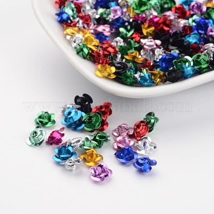 Mixed Color Aluminum Rose Flower Tiny Metal Beads X-AF6MM00MY-1