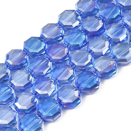 Electroplate transparentes abalorios de vidrio hebras EGLA-N002-27-C03-1