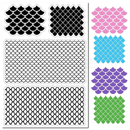 CRASPIRE Mermaid Scale Clear Rubber Stamp Fish Regular Background Vintage Transparent Silicone Seals Stamp for Journaling Card Making DIY Scrapbooking Handmade Photo Album Notebook Decor DIY-WH0439-0071-1
