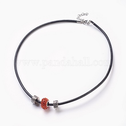 Resin Rhinestone European Beaded Necklaces NJEW-JN02236-04-1