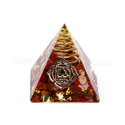 Chakra Pattern Orgonite Pyramid Resin Display Decorations G-PW0005-03B-1
