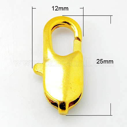 Brass Lobster Claw Clasps KK-E097-25x12mm-G-1