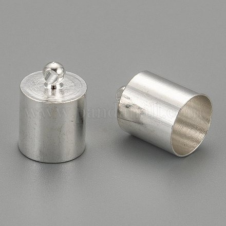 真鍮製コードエンドパーツ  エンドキャップ  銀色のメッキ  13x9mm  穴：1mm  内径：8mm X-KK-D219-13x9-S-1