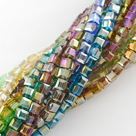 Electroplate Glass Beads Strands EGLA-R030-3x3mm-M-1