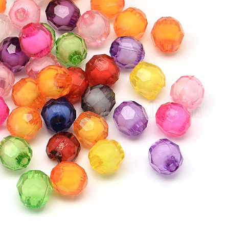 Perles rondes en acrylique transparent à facettes TACR-Q010-14mm-M-1