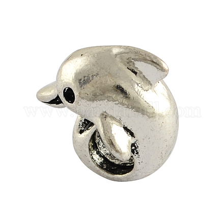 Perline europei in lega di stile tibetano dei delfini TIBEB-7982-AS-RS-1