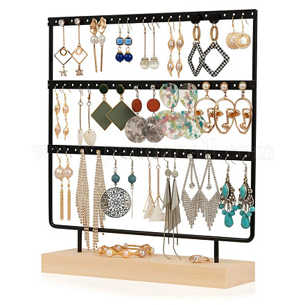 Triple Levels Rectangle Iron Earring Display Stand CON-PW0001-151B-02-1