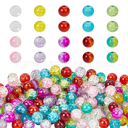 Perles de verre craquelées transparentes peintes à la bombe CCG-PH0003-11A-1