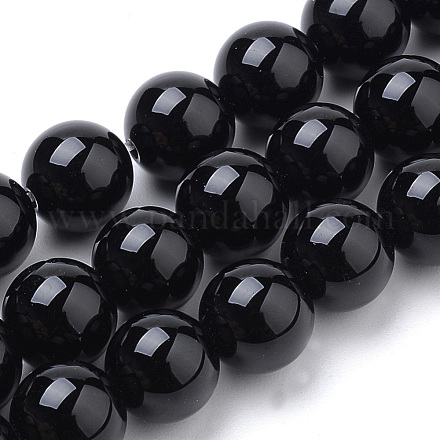 Natürlichen Obsidian Perlen Stränge G-S259-33-10mm-1