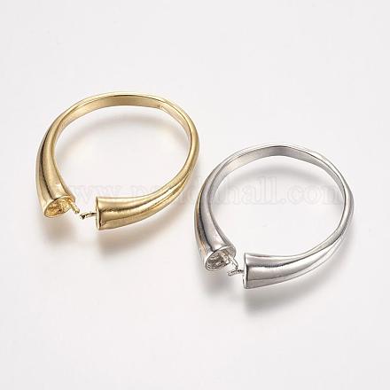 カフスラックメッキ真鍮の指のリングのセッティング  片穴パーツ用  プラチナ  20mm KK-K169-022P-1