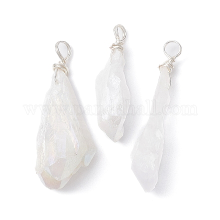 Electroplated Natural Quartz Crystal Dyed Pendants PALLOY-JF02324-02-1