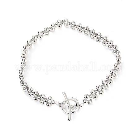 925 bracciale elasticizzato con perline rotonde in argento sterling placcato rodio da donna DS4468-1-1