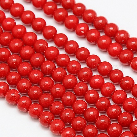 Eco-Friendly Round Baking Paint Glass Beads Strands HY-A003-6mm-RV26-1