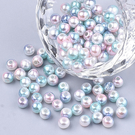 Perles en plastique imitation perles arc-en-abs OACR-Q174-3mm-05-1