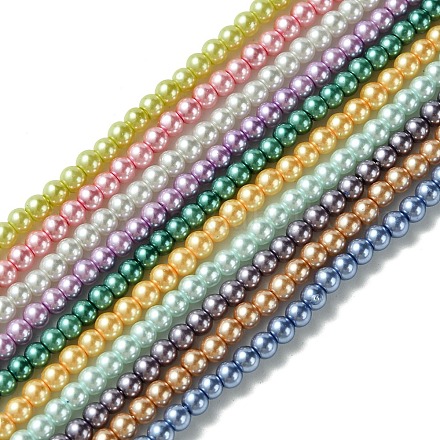 Brins de perles rondes en verre teinté écologique HY-A002-3mm-M-1