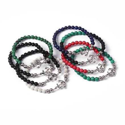 Gemstone Beaded Bracelets BJEW-N0004-001-1