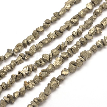 Pépites de pyrite naturelles perles brins X-G-I125-85-1