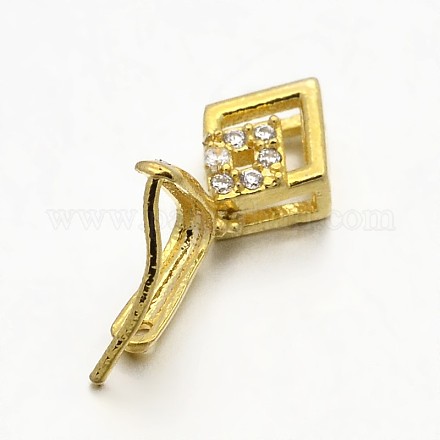 Brass Micro Pave Cubic Zirconia Pinch Bails ZIRC-M049-02G-RS-1